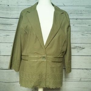 Old Navy Blazer Jacket Embroidered Eyelet Green